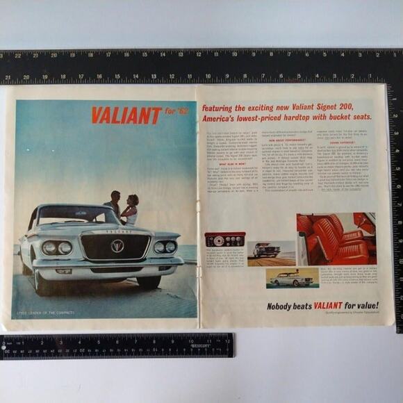 Chrysler Valiant for '62‎ Signet 200 Auto - 2pg 21x13 Vtg 1961 PRINT AD Ephemera - Picture 3 of 12